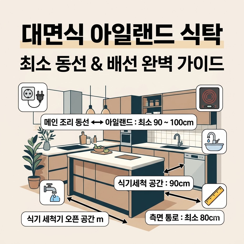 대면식 아일랜드 식탁 동선 배선 썸네일